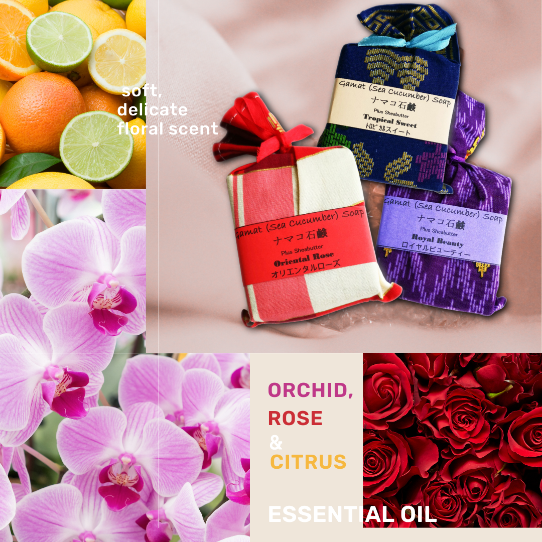 Orchid, Rose & Citrus - Gamat Sheabutter essential oil scents!