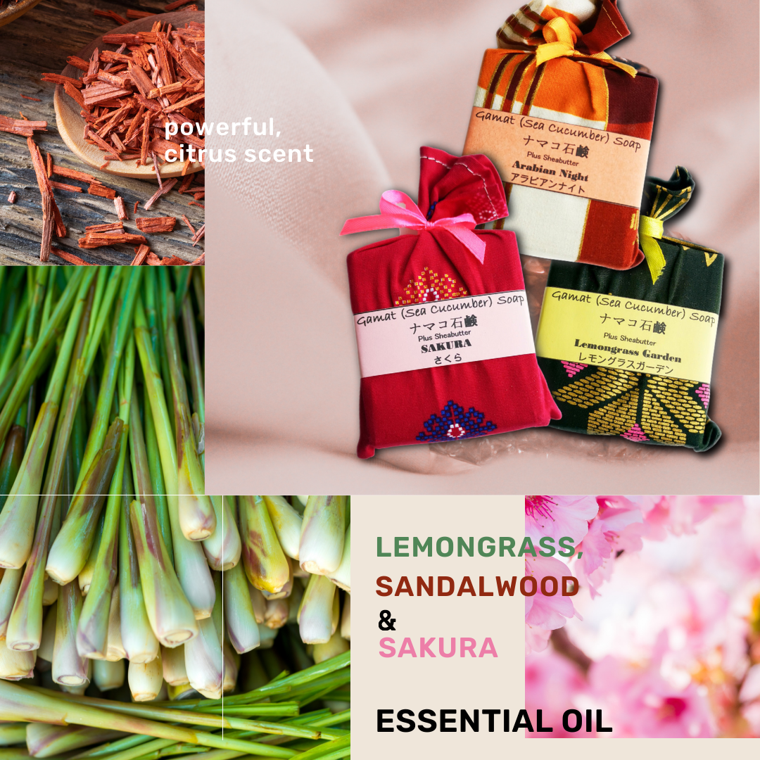 Lemongrass, Sakura & Sandalwood - Gamat Sheabutter essential oil scents!