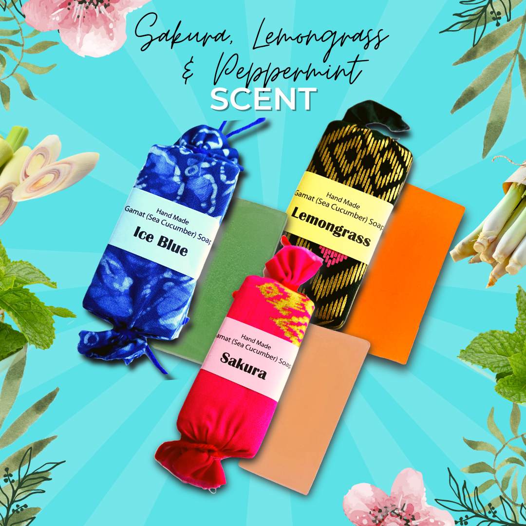 Sakura, Lemongrass and Peppermint Scents with Gamat soaps