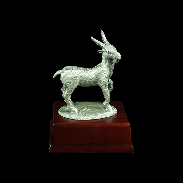 Pewter Figurine (Goat on Wooden Base) - PF9586B