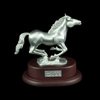 Pewter Figurine (Horse Running on Wooden Base) - PF9617B