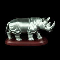 Pewter Figurine (Rhino on Wooden Base) - PF9816S