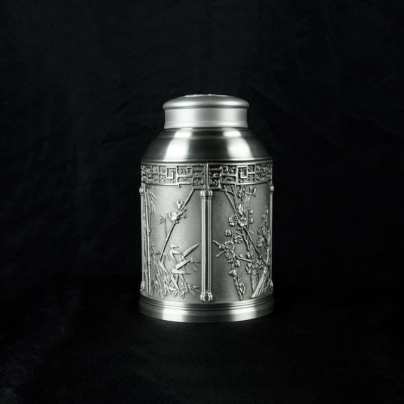 Pewter Tea Caddy 4 Seasons H17cm- PW5553s