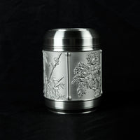 Pewter Tea Caddy, 4 Seasons H12.7cm- PW5566s